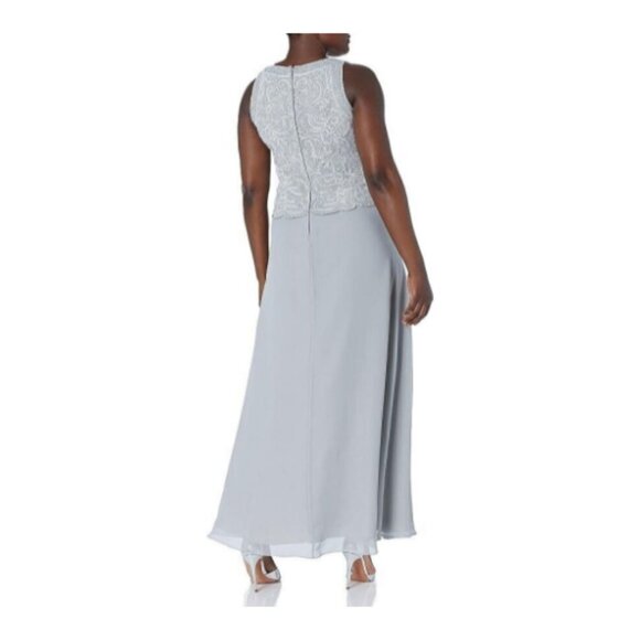 **J Kara** Women's Sleeveless Scallop Long Beaded Dress W/Scarf 14 NWT - Picture 5 of 8